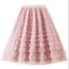 Flygo Women's Long Maxi Tulle Skirts A Line Ruffle High Waisted Tiered Layered Mesh Tutu Skirt Petticoat(Pink-M) view 4
