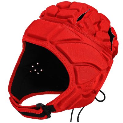 ZENFUN Rugby Helmet Shell, Soft Padded Headgear for Soccer, Red Protective Football Headguards for Youth, Scrum Cap for Kids, Extra Large Size