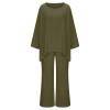 Womens Cotton Linen 2 Piece Outfits Set Loose Long Sleeve Shirts and Wide Leg Pants Suit with Pockets with Pockets view 3