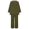 Womens Cotton Linen 2 Piece Outfits Set Loose Long Sleeve Shirts and Wide Leg Pants Suit with Pockets with Pockets view 4