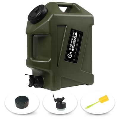 COOZMENT 5 Gallon (19L) Portable Water Containers with Spigot, BPA Free Water Jug, Military Green Water Tank, Multifunction Water Storage Containers for Camping Outdoor Hiking,Emergency Stroage