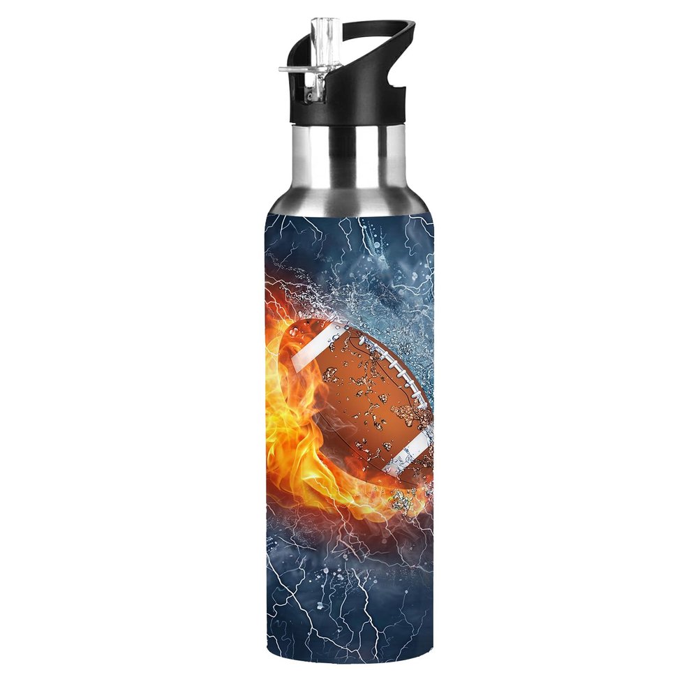 Kaifanee Football Tumbler Cup Travel Mug, Stainless Steel Vacuum Water Coffee Tumbler Cup 20oz, Travel Mug For American Football Lover Birthday Gifts