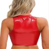 Agoky Women's 2pcs Metallic Leather Sets Latex Crop Top with Shorts Bottoms for Rave Dance Party Type C Red Large view 4