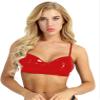 Agoky Women's 2pcs Metallic Leather Sets Latex Crop Top with Shorts Bottoms for Rave Dance Party Type A Red Large view 3