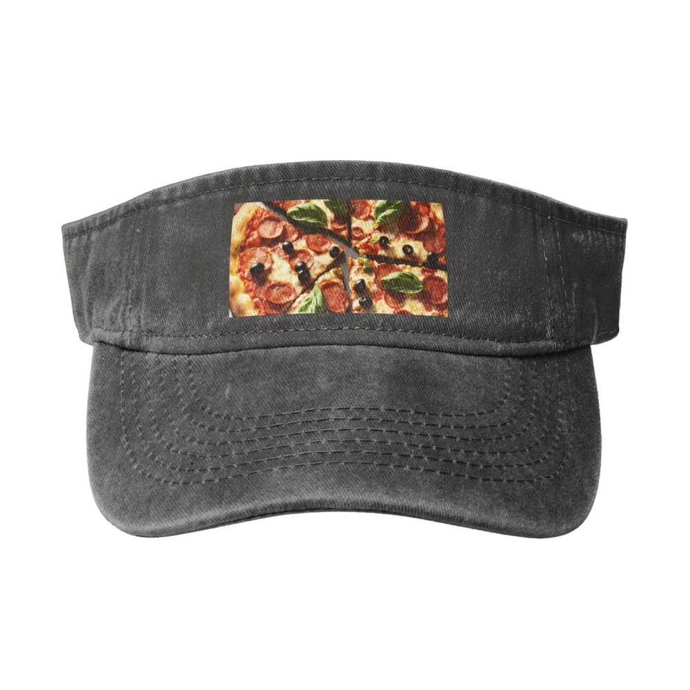 3D Pizza Pepperoni Print Denim Sun Visor Cap Versatile Unisex Design,for Outdoor Activities and Daily Wear