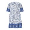 Blue Boho Summer Dress for Womens Floral Maxi Dresses Casual Short Sleeve Long Beach Dress 2024 view 4