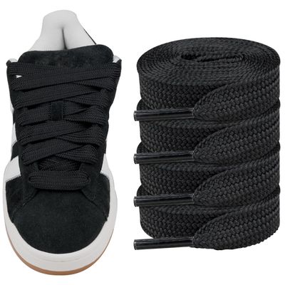 Endoto 2 Pairs Fat Shoelaces for Adidas Campus 00s,16MM Chunky Thick Flat Wide Jumbo Shoe Laces Replacement Laces for Sneaker shoes(Color:Black,Size:36Inch)