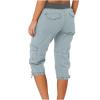 Womens Cargo Capris Summer Casual Drawstring Low Waisted Hiking Jogger Pants Lightweight Outdoor Cotton Capri Pants Baggy Plus Size Cargo Pants Breathable Y2k Pants Loose Capri Pants for Women view 2