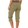 Cargo Capris for Women Summer Casual Drawstring Low Waisted Hiking Pants Lightweight Outdoor Cotton Joggers Capri Pants Baggy Cargo Pants for Women Quick Dry Cargo Jogger Pants Wide Leg Crop Pants view 2