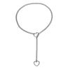 Qitian Stainless Steel Adjustable Lariat Y-Necklace for Men,Punk Gothic Cuban Necklace Jewelry,Heart O-ring Slip Chain Necklace for Women (24'', Love Heart, Silver), QT-24Y view 1