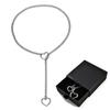 Qitian Stainless Steel Adjustable Lariat Y-Necklace for Men,Punk Gothic Cuban Necklace Jewelry,Heart O-ring Slip Chain Necklace for Women (24'', Love Heart, Silver), QT-24Y view 2