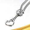 Qitian Stainless Steel Adjustable Lariat Y-Necklace for Men,Punk Gothic Cuban Necklace Jewelry,Heart O-ring Slip Chain Necklace for Women (24'', Love Heart, Silver), QT-24Y view 3