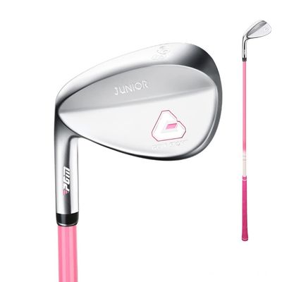 PSUFURV Left Handed Junior Golf Sand Wedge for High Spin with CNC Milled Face - Lightweight Golf Club Wedge 56 Degree (Pink,Age 5-8)