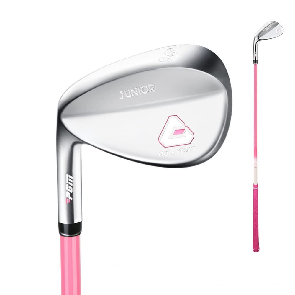 PSUFURV Left Handed Junior Golf Sand Wedge for High Spin with CNC Milled Face - Lightweight Golf Club Wedge 56 Degree (Pink,Age 5-8)