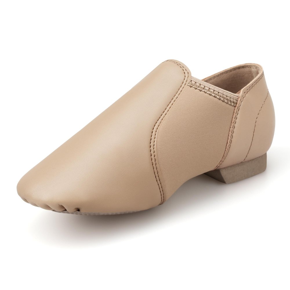 Stelle Jazz Shoes for Girls and Boys PU Leather Slip-On Jazz Dance Shoes (Toddler/Little Kid/Big Kid)(SJ06-Tan,7MB