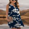 ANFTFH Women's Sleeveless V-Neck Dress Business Trendy Midi Dress Blue Flower M view 2