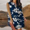 ANFTFH Women's Sleeveless V-Neck Dress Business Trendy Midi Dress Blue Flower M view 4