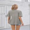 Iandroiy Women's Summer Lightweight Cardigan Short Sleeve Open Front Casual Loose Cover Ups (Large, Grey) view 2