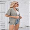 Iandroiy Women's Summer Lightweight Cardigan Short Sleeve Open Front Casual Loose Cover Ups (Large, Grey) view 3
