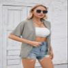 Iandroiy Women's Summer Lightweight Cardigan Short Sleeve Open Front Casual Loose Cover Ups (Large, Grey) view 4