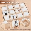 PH PandaHall 12 Slot Wooden Watch Organizer Tray Display Holder with Removable PU Leather Pillows, Stackable Jewelry Bracelet Storage Tray for Drawer Watch Display Showcase, White view 4