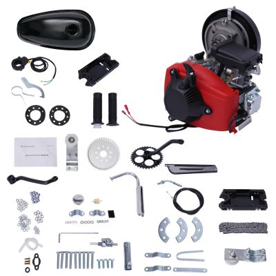 ZERNEIL 49CC Gas Powered Bike Engine Motor Kit, 4-Stroke Engine Conversion Kit Air-Cooled Pull Start Petrol Bike Engine with Belt, OHV Motorized Bicycle Motor Full Set for Bicycle Scooter Bike