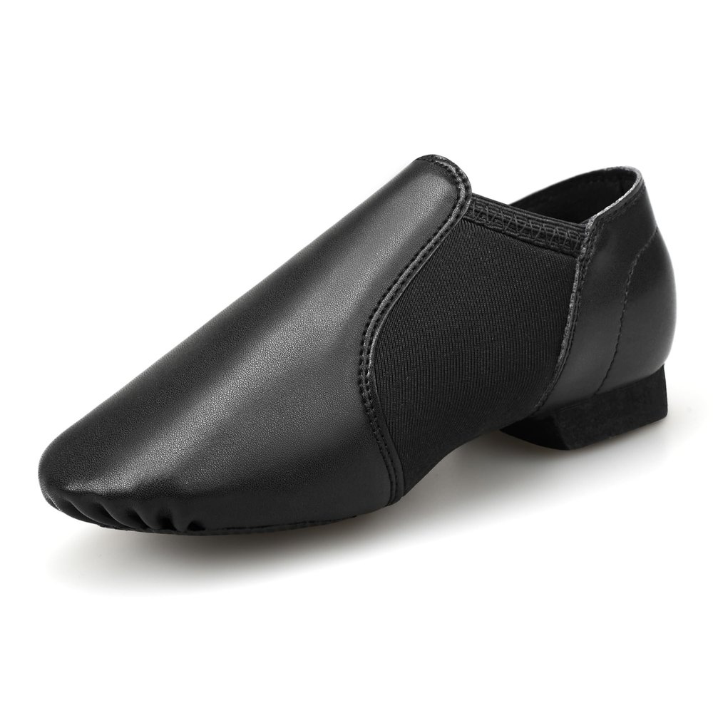 Stelle Jazz Shoes for Girls and Boys PU Leather Slip-On Jazz Dance Shoes (Toddler/Little Kid/Big Kid)(SJ06-Black,4.5MB