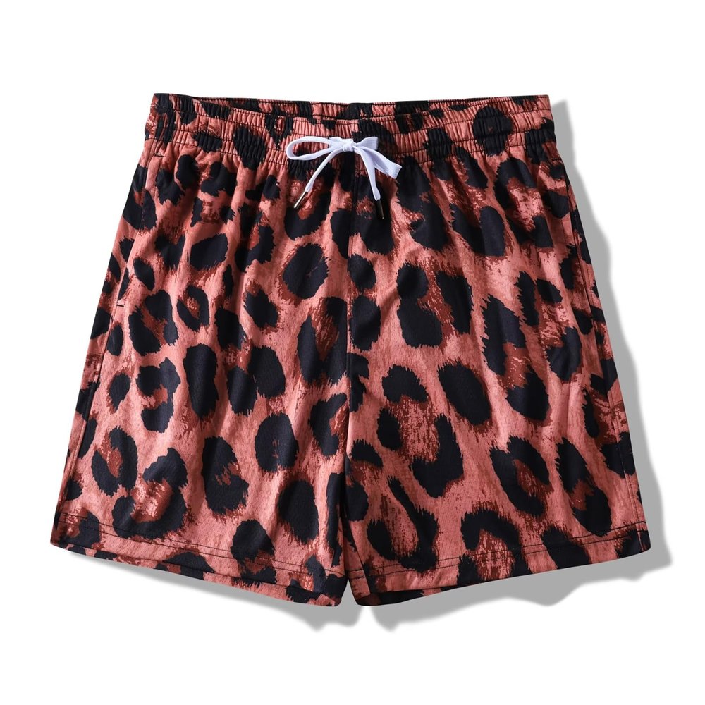 BOOMLEMON Mens Mesh Graphic Print Shorts Casual Fashion Cool Shorts Retro Active Gym Streetwear Short Pants(Novelty Leopard XS)