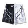 BOOMLEMON Mens Mesh Graphic Print Shorts Casual Fashion Cool Shorts Retro Active Gym Streetwear Short Pants(Novelty Black White Lightning XL) view 1