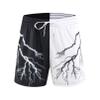 BOOMLEMON Mens Mesh Graphic Print Shorts Casual Fashion Cool Shorts Retro Active Gym Streetwear Short Pants(Novelty Black White Lightning XL) view 2
