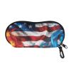 AFPANQZ American Flag FlamesTrendy Sunglasses Case for Kids Girls Women Slim Portable Travel Eyeglasses Organizer Pouch with Zipper Frame Glasses Case with Hanging Carabiner Clip view 1