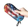 AFPANQZ American Flag FlamesTrendy Sunglasses Case for Kids Girls Women Slim Portable Travel Eyeglasses Organizer Pouch with Zipper Frame Glasses Case with Hanging Carabiner Clip view 3