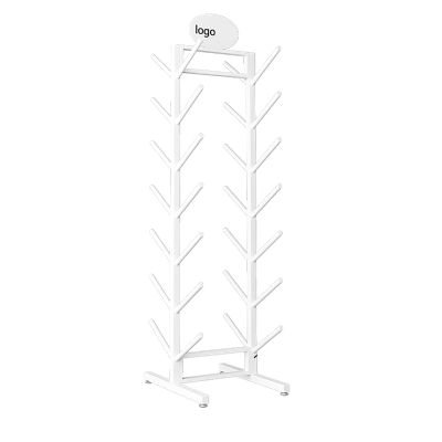 7 Tier Yoga Mat Storage Cart Holder with Wheels, Home Gym Foam Roller Organizer Rack for Exercise Mats, Resistance Bands (Color : White, Size : B-L40XW50XH150CM)