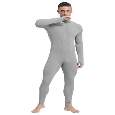 Lejafay Men Spandex Athletic Jumpsuit Full Body Skin-Tight Unitards Bodysuit Catsuit Dance Costume Gray X-Large