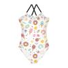Cute Ice Cream Girls One Piece Swimsuits Donuts Cupcakes Sport Halter Swimwear Beach Bathing Suit 9-10T view 1