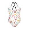 Cute Ice Cream Girls One Piece Swimsuits Donuts Cupcakes Sport Halter Swimwear Beach Bathing Suit 9-10T view 2