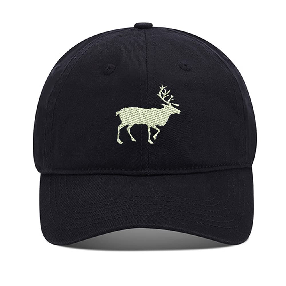 Baseball Hats Mens Women Animal Moose 2 Embroidered Unisex Classic Adjustable Outdoor Dad Cap for Men (Black,7 1/2)