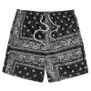 Men's Boho Tribal Paisley Print Drawstring Waist Summer Beach Hawaiian Cool Graphic Short Men Black XL view 1