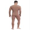 YiZYiF Mens Spandex Bodysuit Long Sleeve Unitard Zipper Dance Leotard Workout Yoga Jumpsuit Rompers Khaki XX-Large view 2