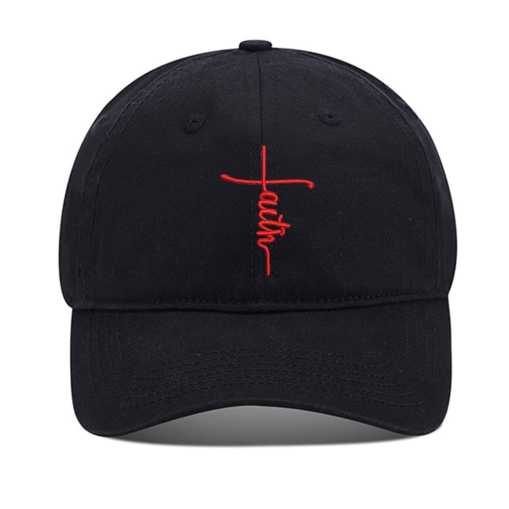 Baseball Hats Mens Women Jesus Cross 2 Embroidered Unisex Classic Adjustable Outdoor Dad Cap for Men (Black,7 1/2)