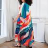 Caftans for Women Swimwear Baggy Beach Cover Up Dress Wave Striped Printed Colorful Maxi Kaftan Bohemian Turkish Sundress view 3