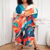 Caftans for Women Swimwear Baggy Beach Cover Up Dress Wave Striped Printed Colorful Maxi Kaftan Bohemian Turkish Sundress view 4