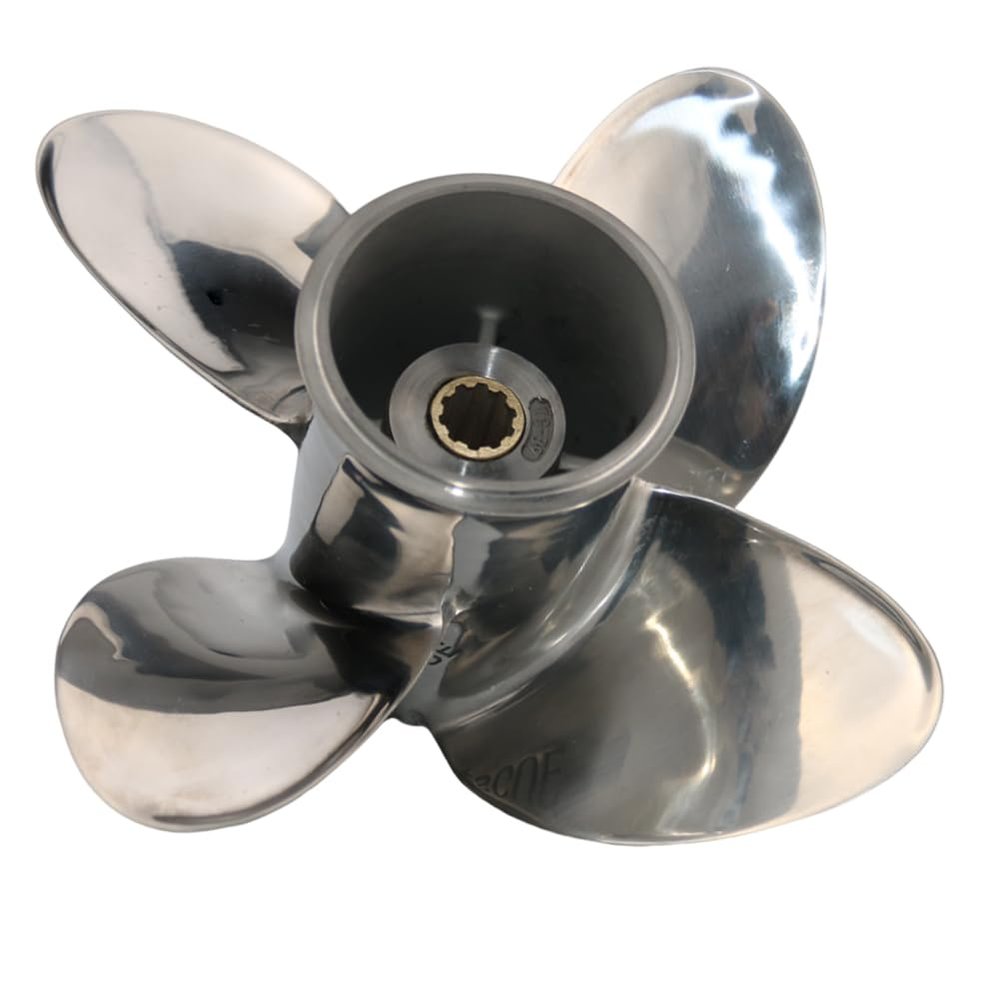 AQUAMAN Outboard Propellers for Honda Marine Motor BF25 BF30HP 9 7/8x10 Stainless Boat Prop,10 Tooch 4Blade