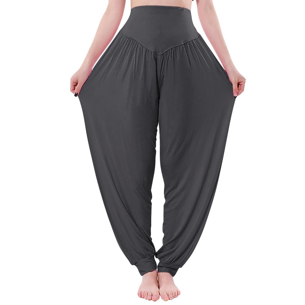 Women Pants High Waisted Yoga Pants Hippie Pants Boho Beach Plus Size Palazzo Pants Yoga Pants Closing (Dark Gray, M)