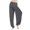 Women Pants High Waisted Yoga Pants Hippie Pants Boho Beach Plus Size Palazzo Pants Yoga Pants Closing (Dark Gray, M) view 2
