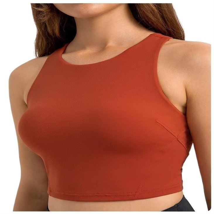 Lymzpwg Women's Yoga Vest High-Intensity Shock-Proof Shaping Running Fitness Sports Bra with Padding (Color : Brick red, Size : X-Large)