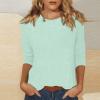 3/4 Sleeve Women Tops Three Quarter Sleeve Tops Woman Crewneck Cute Shirts Casual Print Blouses Length T Shirt 2024 Xx-Large 02-Green view 2