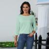 3/4 Sleeve Women Tops Three Quarter Sleeve Tops Woman Crewneck Cute Shirts Casual Print Blouses Length T Shirt 2024 Xx-Large 02-Green view 3
