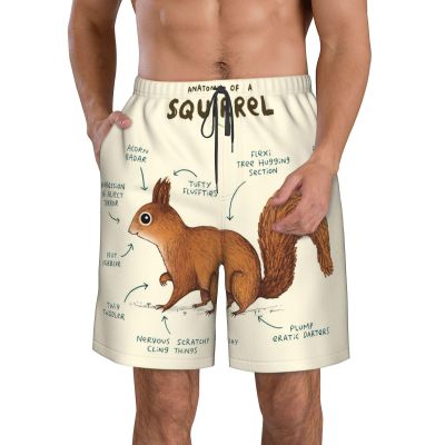 Ncpkcb Men's Swim Trunks Quick Dry Board Shorts Anatomy of A Squirrel Beach Shorts Casual Sports Running Shorts, Medium, Fashion