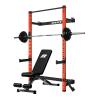 RitFit Multi-Functional Folding Squat Rack for Home Gym, 2.36'' x 2.36'' Wall Mounted Squat Rack with Attachments - Space Saving Squat Power Rack, Orange view 1